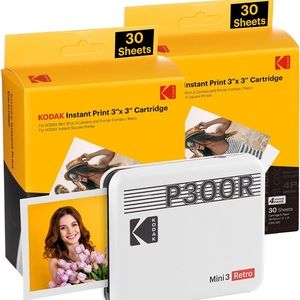 KODAK Mini 3 Retro 4PASS Portable Photo Printer (3x3 inches) + 60 Sheets Bundle